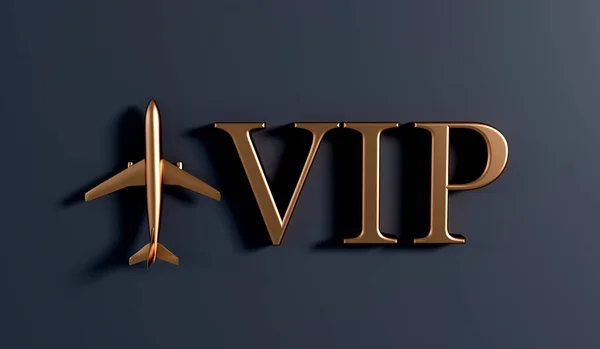 Vip Airplane Travel Service Gold Background Rendering — Stock Fotó