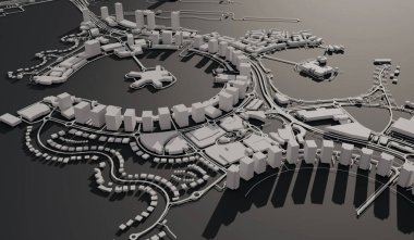 Doha, Qatar city map aerial view. minimal design. 3D Rendering.