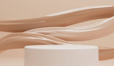 Make up and skincare product display presentation background. 3D Rendering.