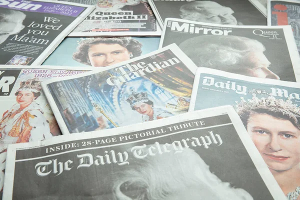 London September 2022 Front Covers National Newspapers Pay Tribute Queen — Stock Photo, Image