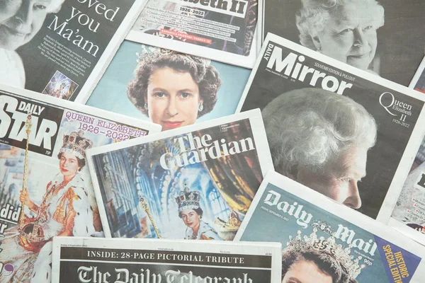 London September 2022 Front Covers National Newspapers Pay Tribute Queen — Stock Photo, Image