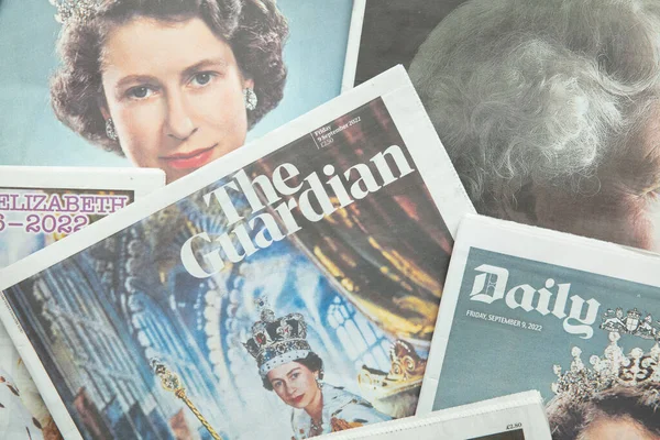 London September 2022 Front Covers National Newspapers Pay Tribute Queen — Stock Photo, Image