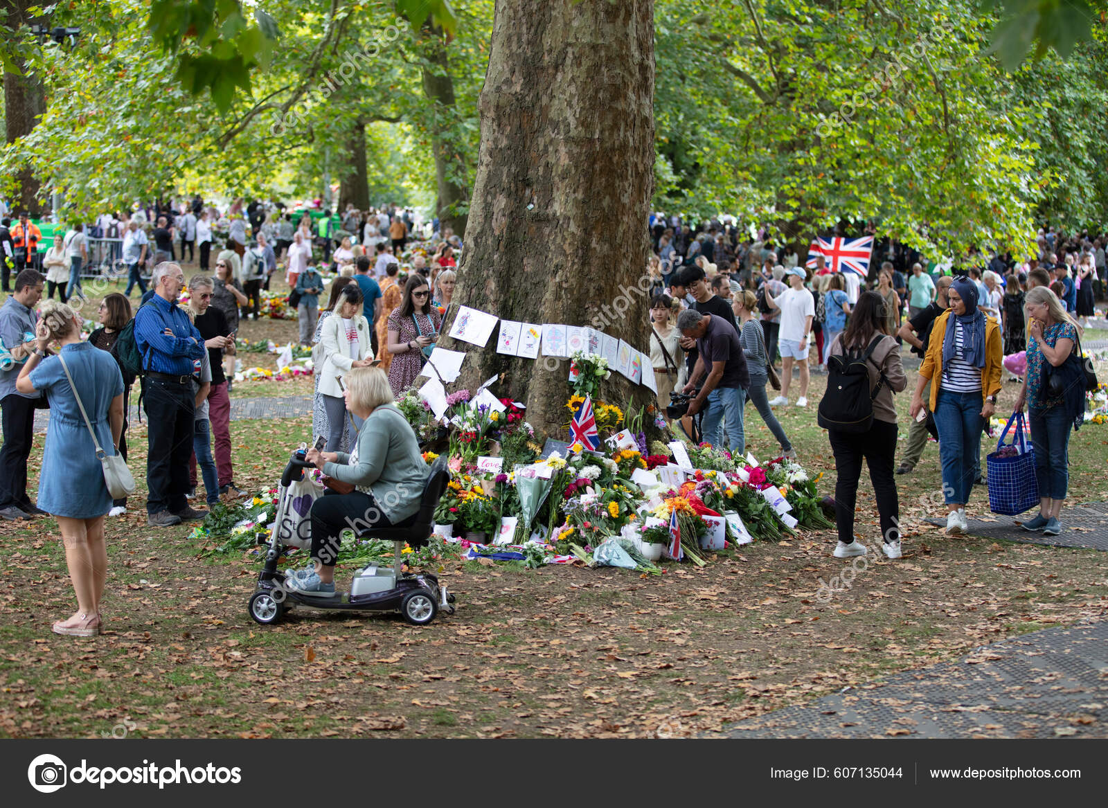London September 2022 Thousands People Lay Flowers Cards Green Park