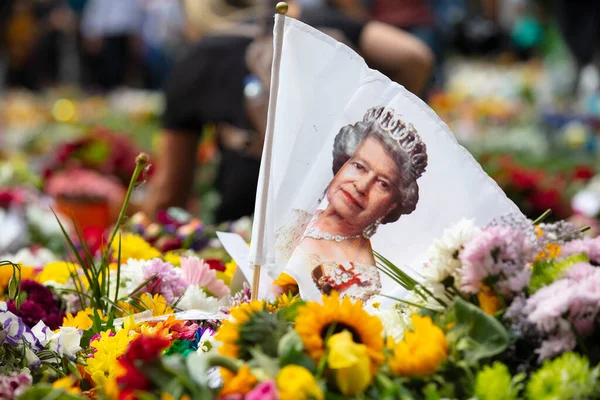 London September 2022 Thousands Flowers Cards Messages Laid Green Park — Stock Photo, Image