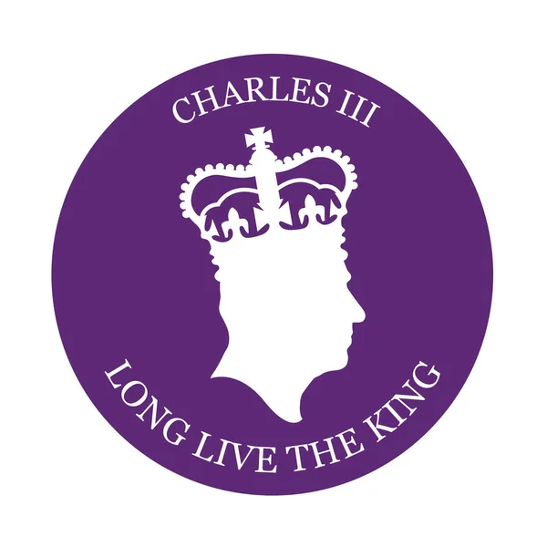 ロンドン イギリス 2022年9月 チャールズ3世のサイドプロフィールシルエット エリザベス2世の死後の新しい王 — ストックベクタ