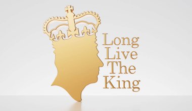 London, UK - September 2022: Side profile silhouette of King Charles III. 3D Rendering. clipart