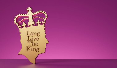 Londra, İngiltere - Eylül 2022: Kral III. Charles 'ın yan profili. 3B Hazırlama.
