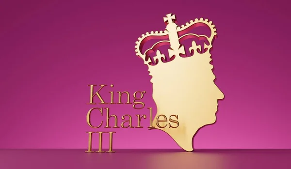 ロンドン イギリス 2022年9月 チャールズ3世のサイドプロフィールシルエット 3Dレンダリング — ストック写真