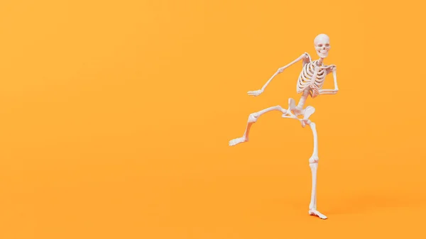 Divertido Personaje Esqueleto Bailando Halloween Renderizado — Foto de Stock