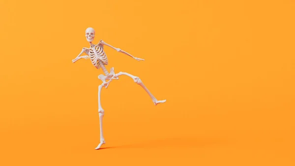Divertido Personaje Esqueleto Bailando Halloween Renderizado —  Fotos de Stock