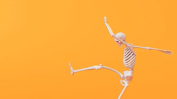 Веселый Персонаж Танцующих Скелетов Хэллоуина Рендеринг — стоковое фото