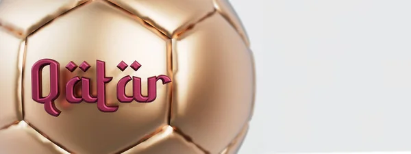 Zlatý Fotbalový Fotbal Textem Katarském Stylu Vykreslování — Stock fotografie