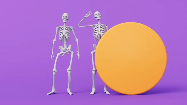 Vicces Halloween Integető Csontváz Karakter Renderelés — Stock Fotó