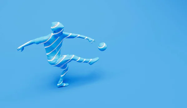 アブストラクトスライスサッカー選手はボールを蹴る 3Dレンダリング — ストック写真