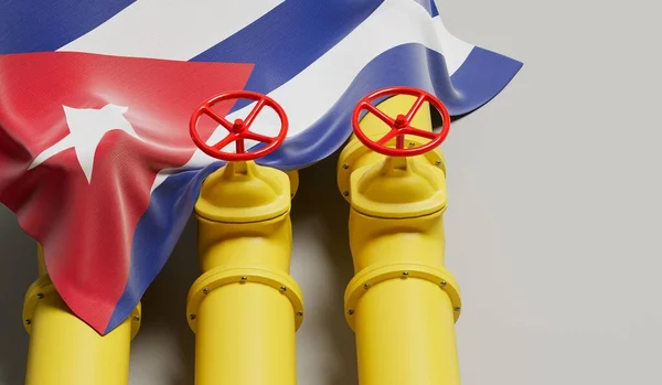 Drapeau Cuba Couvrant Une Canalisation Pétrole Gaz Concept Industrie Pétrolière — Photo