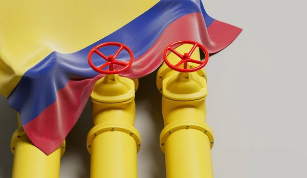 Colombia Bandiera Che Copre Oleodotto Gasdotto Concetto Industria Petrolifera Rendering — Foto Stock