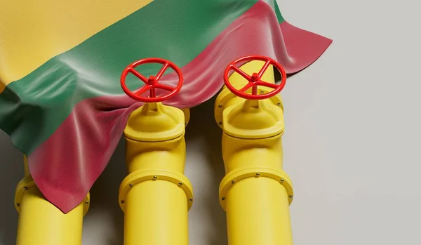 Lituania Bandiera Che Copre Oleodotto Gasdotto Concetto Industria Petrolifera Rendering — Foto Stock