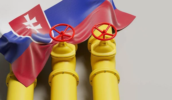 Petrol Doğalgaz Boru Hattını Kaplayan Slovakya Bayrağı Petrol Endüstrisi Konsepti — Stok fotoğraf
