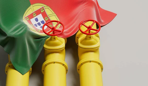 Флаг Португалии Охватывающий Нефте Газопровод Концепция Нефтяной Промышленности Рендеринг — стоковое фото