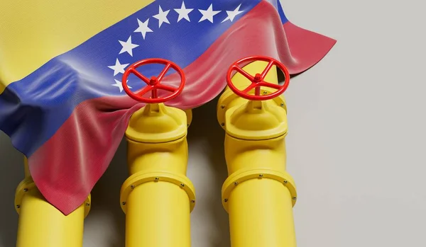 Флаг Венесуэлы Охватывающий Нефте Газопровод Концепция Нефтяной Промышленности Рендеринг — стоковое фото