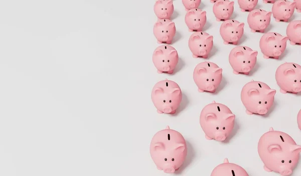 Een Verzameling Roze Spaarpot Geldkistjes Financieel Spaarconcept Weergave — Stockfoto