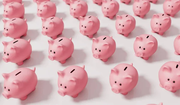 Una Colección Cajas Dinero Alcancía Rosa Concepto Finanzas Ahorro Renderizado — Foto de Stock