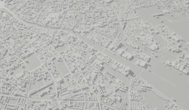 Dublin, İrlanda şehir haritası hava manzarası. Minimum tasarım. Üç boyutlu görüntüleme. 3B Görüntü.