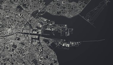 Dublin, İrlanda şehir haritası hava manzarası. Minimum tasarım. Üç boyutlu görüntüleme. 3B Görüntü.