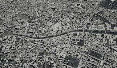 Dublin, İrlanda şehir haritası hava manzarası. Minimum tasarım. Üç boyutlu görüntüleme. 3B Görüntü.