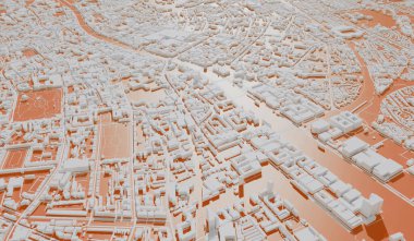 Dublin, İrlanda şehir haritası hava manzarası. Minimum tasarım. Üç boyutlu görüntüleme. 3B Görüntü.