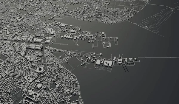 Dublin Irland Stadtplan Luftaufnahme Minimales Design Rendering Illustration — Stockfoto