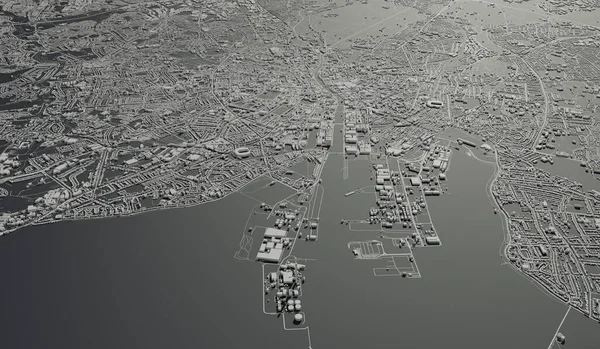 Dublin, İrlanda şehir haritası hava manzarası. Minimum tasarım. Üç boyutlu görüntüleme. 3B Görüntü.