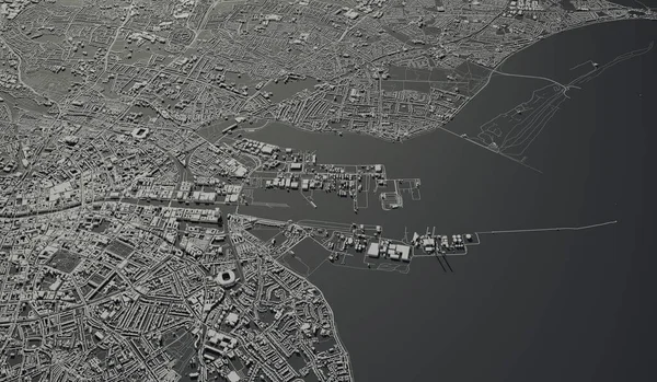 Dublin Ireland City Map Aerial View Minimal Design Rendering Illustration — Stock Photo, Image