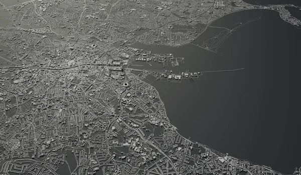 Dublin, Ireland city map aerial view. minimal design. 3D Rendering. 3D Illustration.