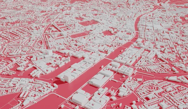 Dublin Irland Stadtplan Luftaufnahme Minimales Design Rendering Illustration — Stockfoto