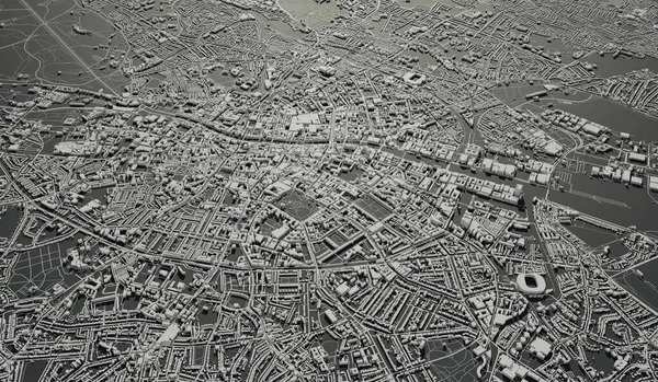 Dublino Irlanda Mappa Della Città Vista Aerea Design Minimale Rendering — Foto Stock