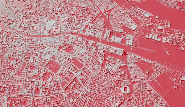 Dublin Irland Stadskarta Flygbild Minimal Design Återgivning Illustration — Stockfoto