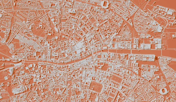 Dublin, Ireland city map aerial view. minimal design. 3D Rendering. 3D Illustration.