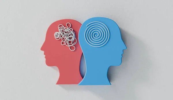Concepto Salud Mental Cerebro Caótico Enredado Cerebro Lógico Personalidad Emoción — Foto de Stock