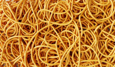 Karışık bir ip ya da tel yığını. Kafa karışıklığı ve düşünce süreci kavramı. 3B Hazırlama.