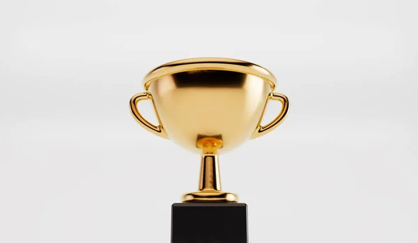 Gold Winners Trophy Isolated Plain Background Competition Award Rendering — Stock Photo, Image