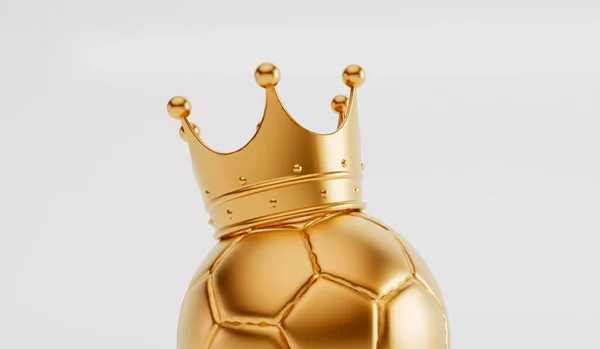 Altın Bir Taç Takan Altın Futbol Topu Kazanan Takım Konsepti — Stok fotoğraf