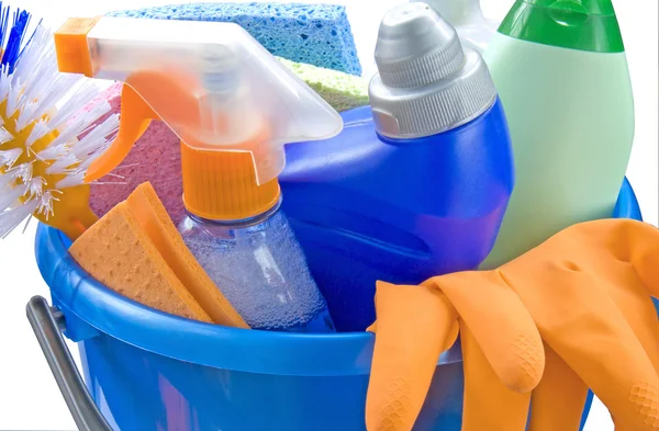 Bucket with detergents — Stock Photo, Image