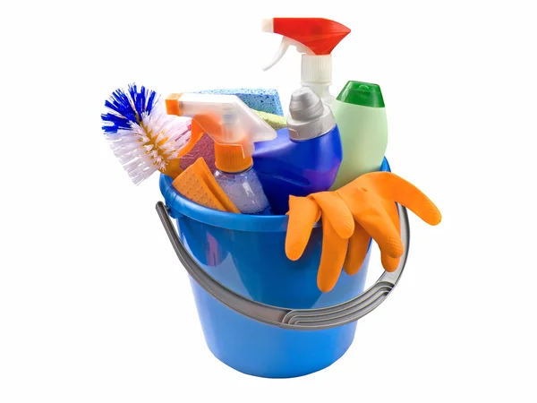 Bucket with detergents — Stock Photo, Image