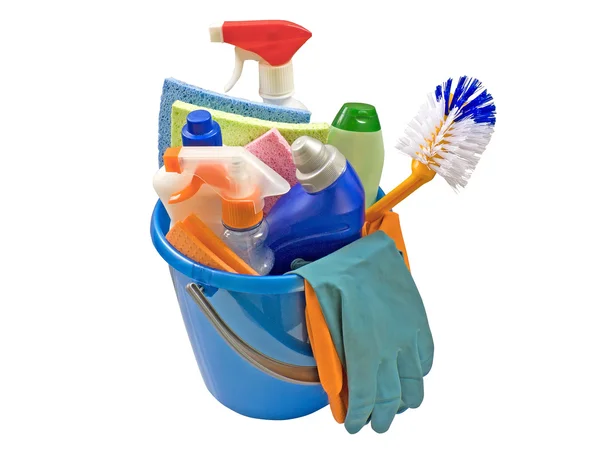 Bucket with detergents — Stock Photo, Image