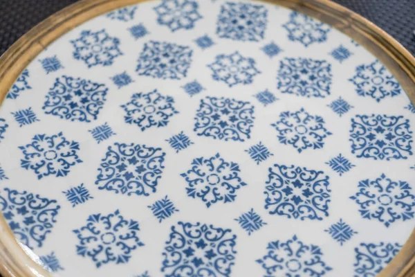 White Chinese Porcelain Tableware Hand Painted Blue Decorative Patterns Luxury — Stockfoto