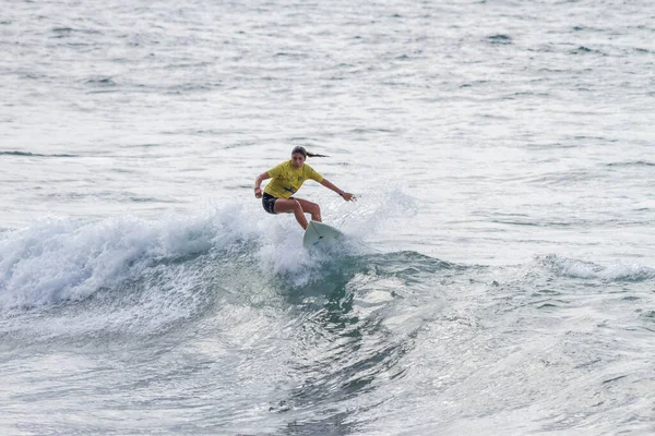 Tenerife Spain November 2013 Girl Surfing Surfing Competition Performing Several —  Fotos de Stock