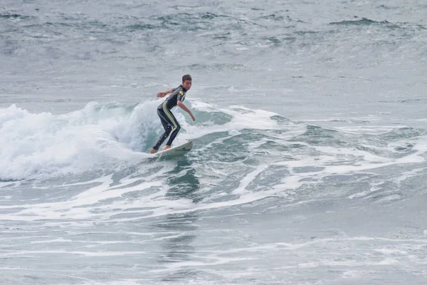 Tenerife Spain November 2013 Boy Surfing Children Surfing Competition Performing — Stock Photo, Image