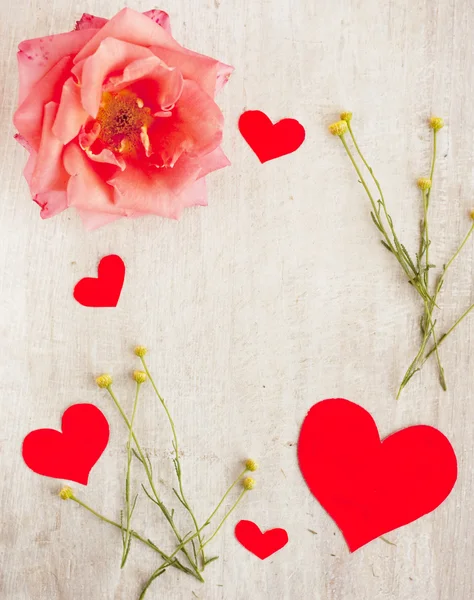 Frame for writing of hearts and flowers — Stock Photo, Image