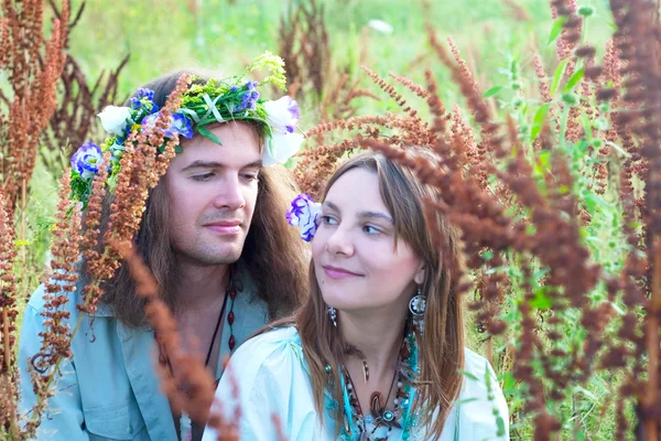 Couple young hippie — Stock Photo, Image